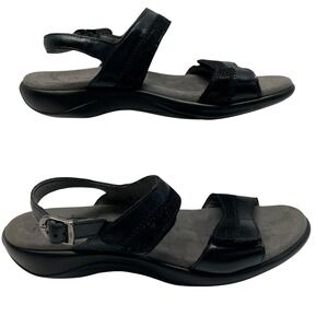 SAS Nudu Black Leather Comfort Sandals Women's 8.5 M Genuine Leather USA Arch